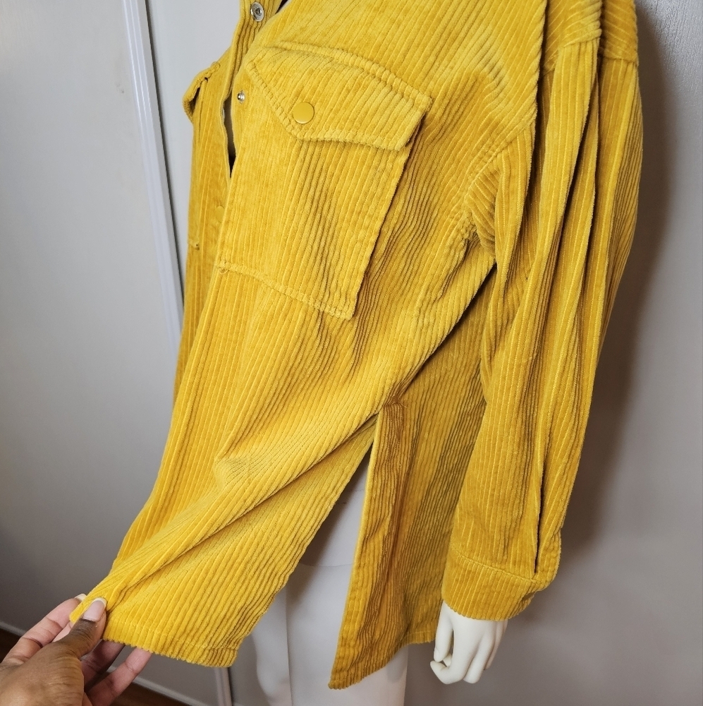 Corduroy Button-Up Shirt in Mustard Yellow - Picture 5 of 9